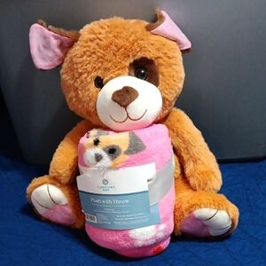 Comfort Plush Bear with Pink Throw